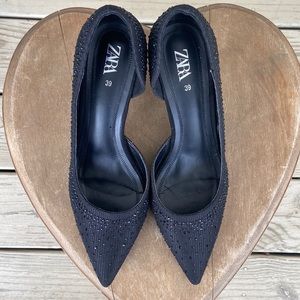 Zara Crystal Studded Stiletto Heel Shoes Women's Size EU 39 US 8